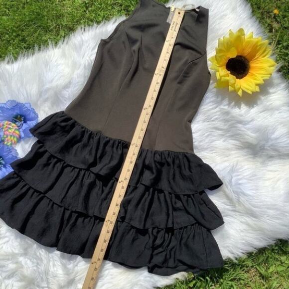 Rachel Rachel Roy Black Layered Frill Dress Whimsical Goth Size 6 - Picture 2 of 7